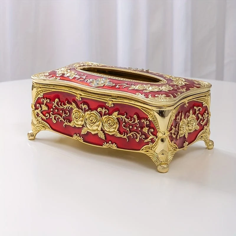1 Stück, Taschentuchbox-Halter, Taschentuchhalter für den Schreibtisch, Taschentuchbox-Abdeckung, Taschentuchbox im Vintage-Stil, dekorativer Taschentuchhalter, kreative Taschentuchbox für Zuhause, Küche, Schlafzimmer, Wohnzimmer, Esszimmer, Taschentuchbox aus Kunststoff mit Rosenprägung,