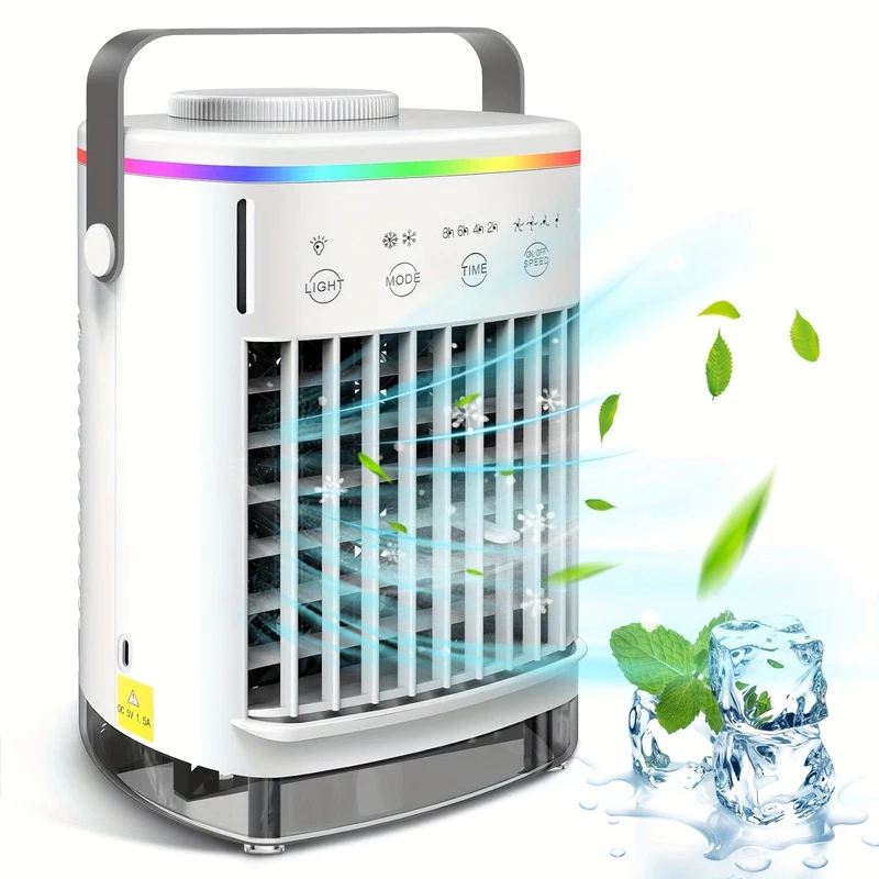 Luftkühlerventilator, tragbarer Nebelkühlerventilator, Verdunstungskühler für den persönlichen Raum, Luftbefeuchter, Mini-USB-Kühltischventilator mit 4 Windgeschwindigkeiten für Schlafzimmer, Reisen, Büro