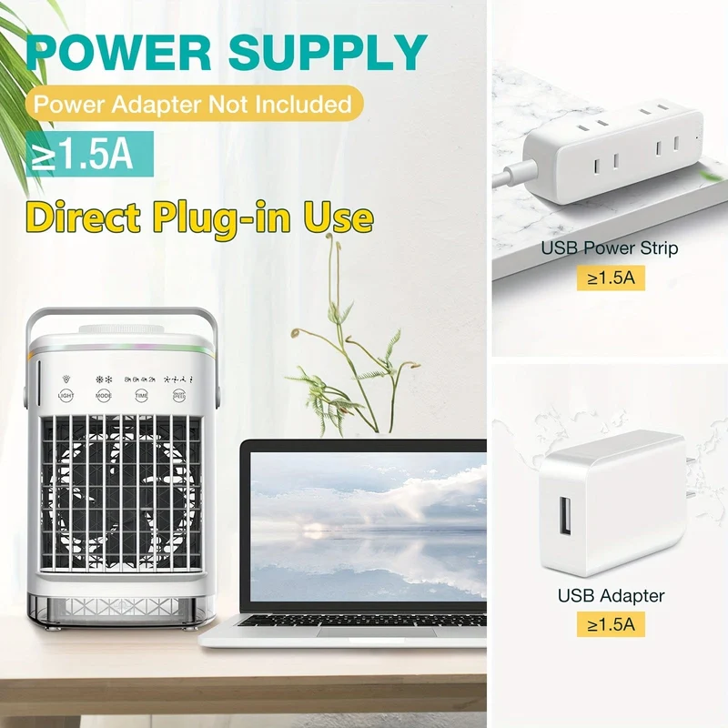 Luftkühlerventilator, tragbarer Nebelkühlerventilator, Verdunstungskühler für den persönlichen Raum, Luftbefeuchter, Mini-USB-Kühltischventilator mit 4 Windgeschwindigkeiten für Schlafzimmer, Reisen, Büro