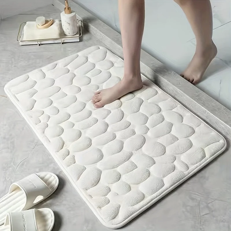1 STÜCK Kieselgeprägte Memory-Schaum-Badematte, Wohnzimmerdekoration, schnell trocknender Teppich, rutschfeste Bodenmatte, bequem und waschbar, Badezimmerzubehör, Badezimmerzubehör