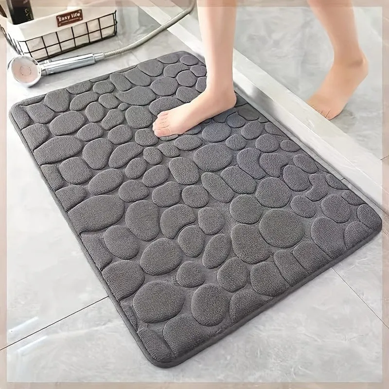 1 STÜCK Kieselgeprägte Memory-Schaum-Badematte, Wohnzimmerdekoration, schnell trocknender Teppich, rutschfeste Bodenmatte, bequem und waschbar, Badezimmerzubehör, Badezimmerzubehör