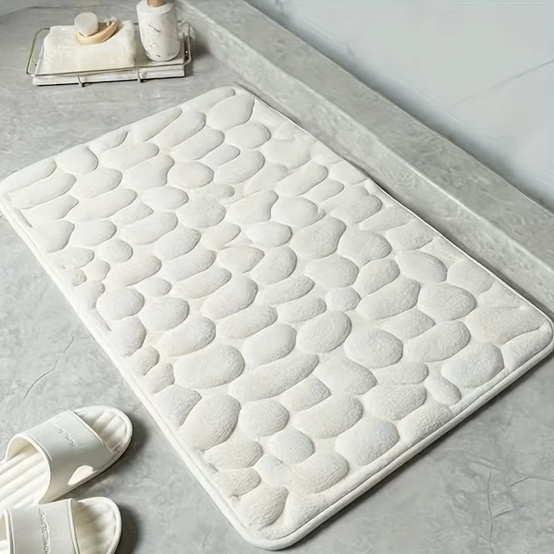 1 STÜCK Kieselgeprägte Memory-Schaum-Badematte, Wohnzimmerdekoration, schnell trocknender Teppich, rutschfeste Bodenmatte, bequem und waschbar, Badezimmerzubehör, Badezimmerzubehör