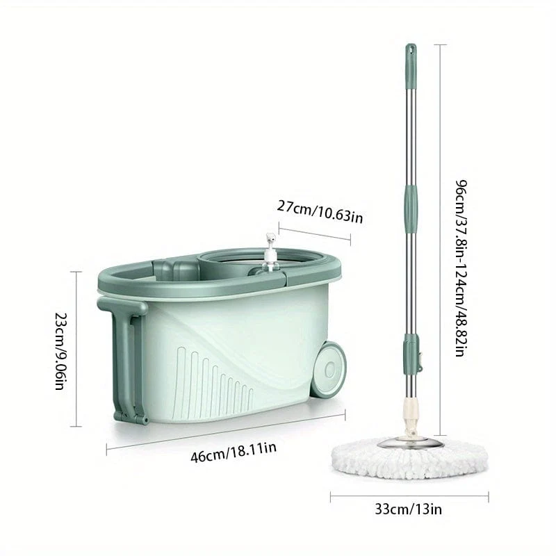 1 Set, Haushalts-Schleudermopp und Eimer-Set mit 2/4 Mopptuch, rotierender Bodenwischer für den Haushalt, freihändiger Waschmopp, Staubentfernungsmopp, Trocken- und Nassgebrauch, perfekt für Zuhause, Küche, Badezimmerboden, Reinigungsmittel, Reinigungswerkzeug