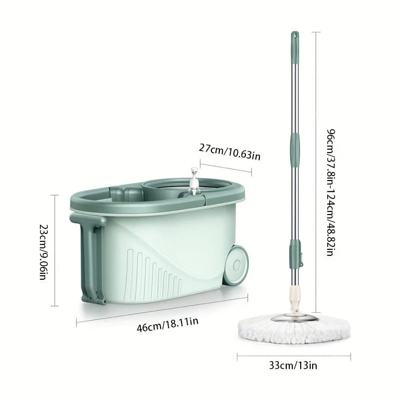 1 Set, Haushalts-Schleudermopp und Eimer-Set mit 2/4 Mopptuch, rotierender Bodenwischer für den Haushalt, freihändiger Waschmopp, Staubentfernungsmopp, Trocken- und Nassgebrauch, perfekt für Zuhause, Küche, Badezimmerboden, Reinigungsmittel, Reinigungswerkzeug