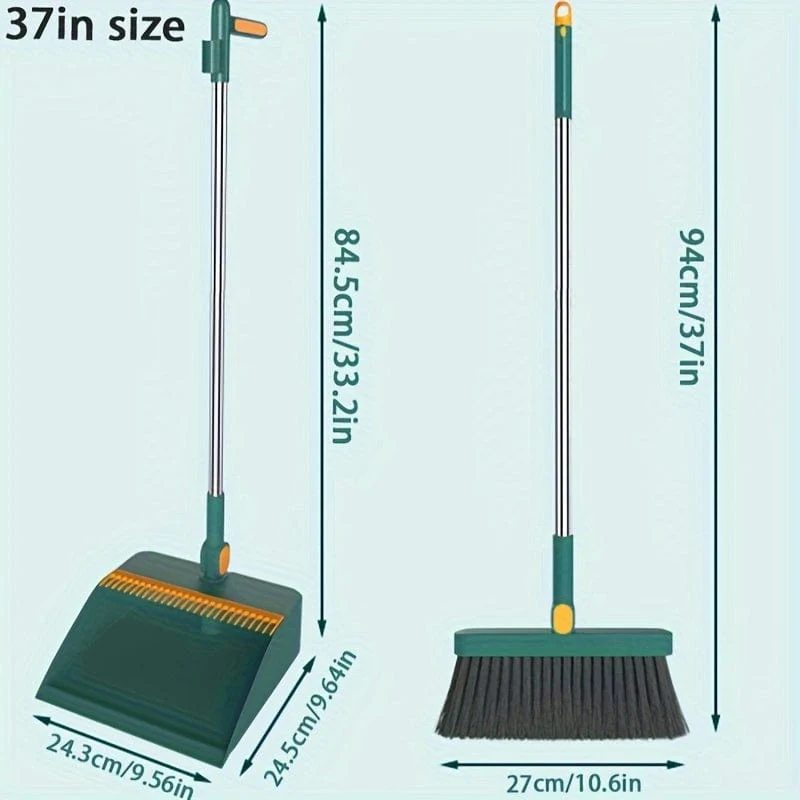 Robustes Haushaltsbesen- und Kehrschaufel-Set mit langem Griff, kreatives Kammzahn-Design, faltbare, aufrechte Aufbewahrung für Zuhause, Büro, Schule, Wohnheim