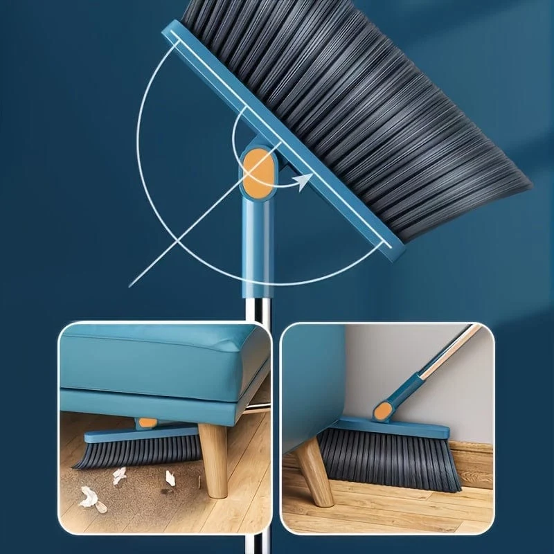 Robustes Haushaltsbesen- und Kehrschaufel-Set mit langem Griff, kreatives Kammzahn-Design, faltbare, aufrechte Aufbewahrung für Zuhause, Büro, Schule, Wohnheim