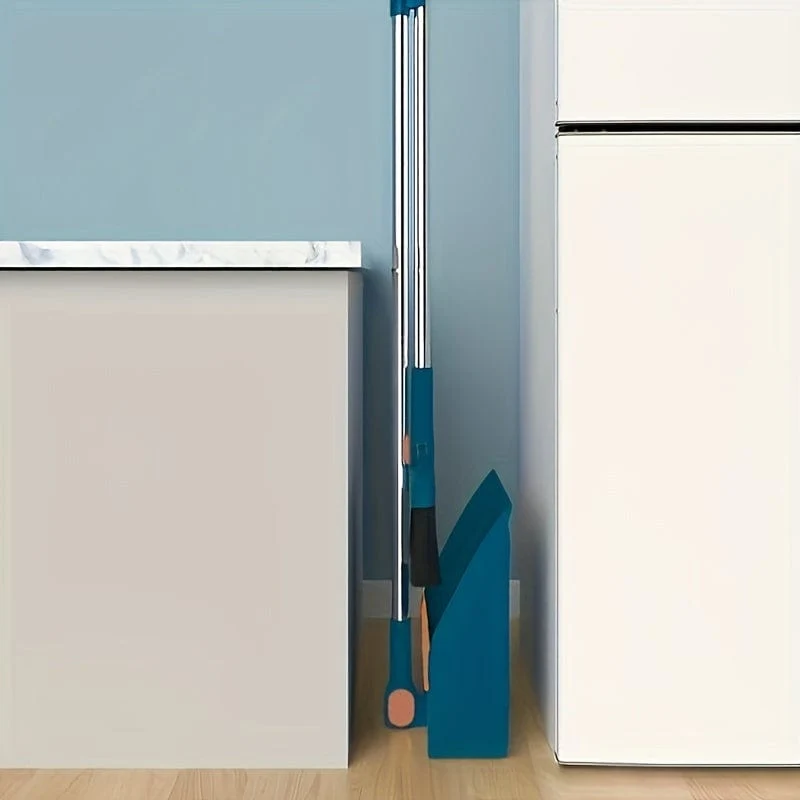 Robustes Haushaltsbesen- und Kehrschaufel-Set mit langem Griff, kreatives Kammzahn-Design, faltbare, aufrechte Aufbewahrung für Zuhause, Büro, Schule, Wohnheim