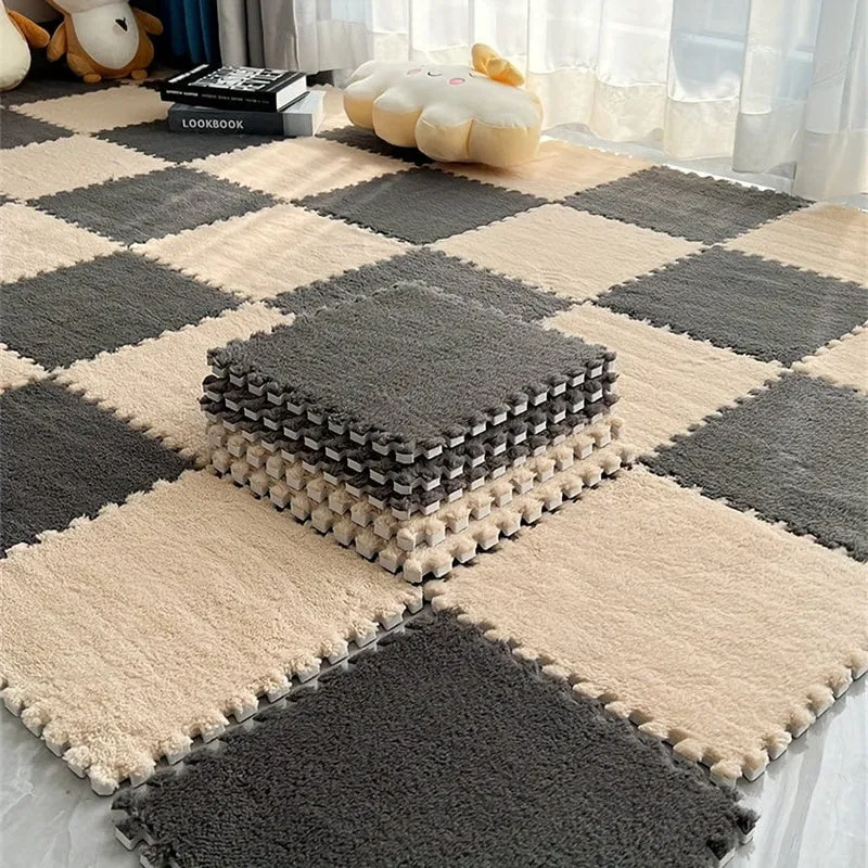 12 Stück, kreativer Puzzle-Spleißteppich, komplette Stadtblock-Bodenmatte, einfarbige quadratische Nachttischdecke, Schlafzimmermatte, Fußdecke, 29.97 x 29.97 cm, Heimdekoration, Raumdekoration, Einweihungsgeschenk