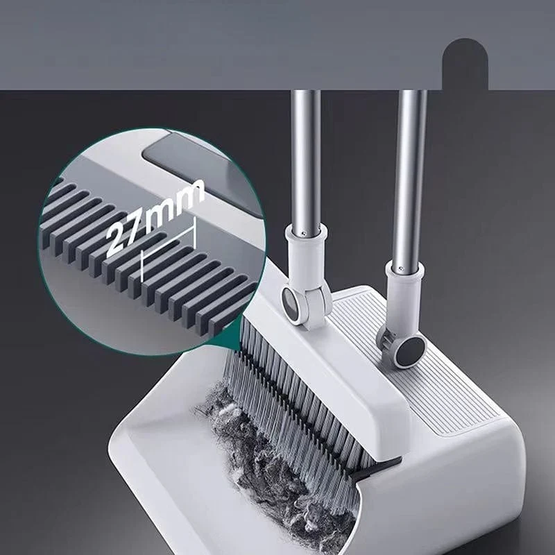 3-teiliges Set, Haushaltsbesen, Bodenbürste und Kehrschaufel-Set, verdickter Kehrbesen, Scheuerbürste und Kehrschaufel mit langem Griff, antihaftbeschichtetes Haar-Bodenreinigungswerkzeug, für Zuhause, Büro, Schule, Wohnheim, Reinigungsmittel, Reinigungsgeräte