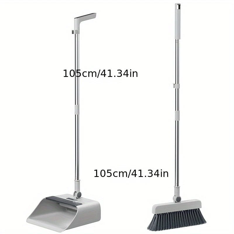 3-teiliges Set, Haushaltsbesen, Bodenbürste und Kehrschaufel-Set, verdickter Kehrbesen, Scheuerbürste und Kehrschaufel mit langem Griff, antihaftbeschichtetes Haar-Bodenreinigungswerkzeug, für Zuhause, Büro, Schule, Wohnheim, Reinigungsmittel, Reinigungsgeräte