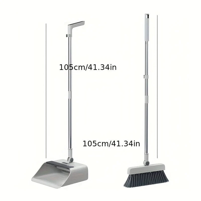 3-teiliges Set, Haushaltsbesen, Bodenbürste und Kehrschaufel-Set, verdickter Kehrbesen, Scheuerbürste und Kehrschaufel mit langem Griff, antihaftbeschichtetes Haar-Bodenreinigungswerkzeug, für Zuhause, Büro, Schule, Wohnheim, Reinigungsmittel, Reinigungsgeräte