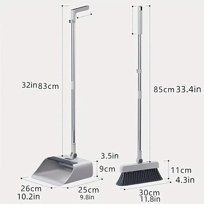 3-teiliges Set, Haushaltsbesen, Bodenbürste und Kehrschaufel-Set, verdickter Kehrbesen, Scheuerbürste und Kehrschaufel mit langem Griff, antihaftbeschichtetes Haar-Bodenreinigungswerkzeug, für Zuhause, Büro, Schule, Wohnheim, Reinigungsmittel, Reinigungsgeräte