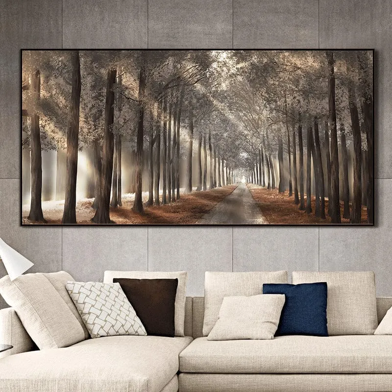 1 Stück Natur Sonnenschein Leinwandmalerei, Bäume Poster, Landschaft Wald Wandkunst Bilder, skandinavische Drucke, für Wohnkultur, kein Rahmen