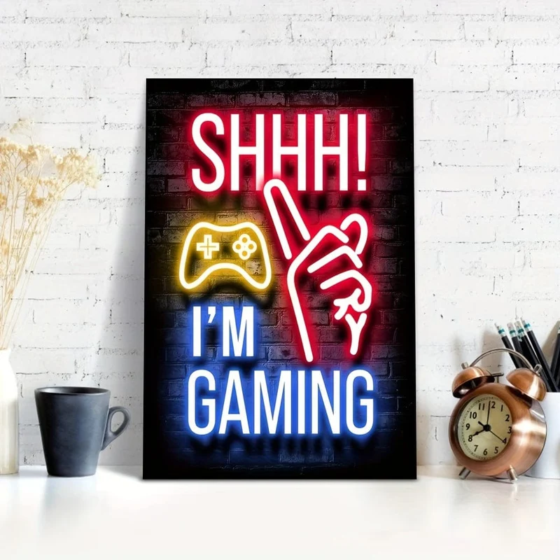 1 Neon-Spielposter – lebendiges Leinwandgemälde für E-Sportzimmer, Spielhalle und Jungenzimmer – perfekte Wanddekoration für Gamer