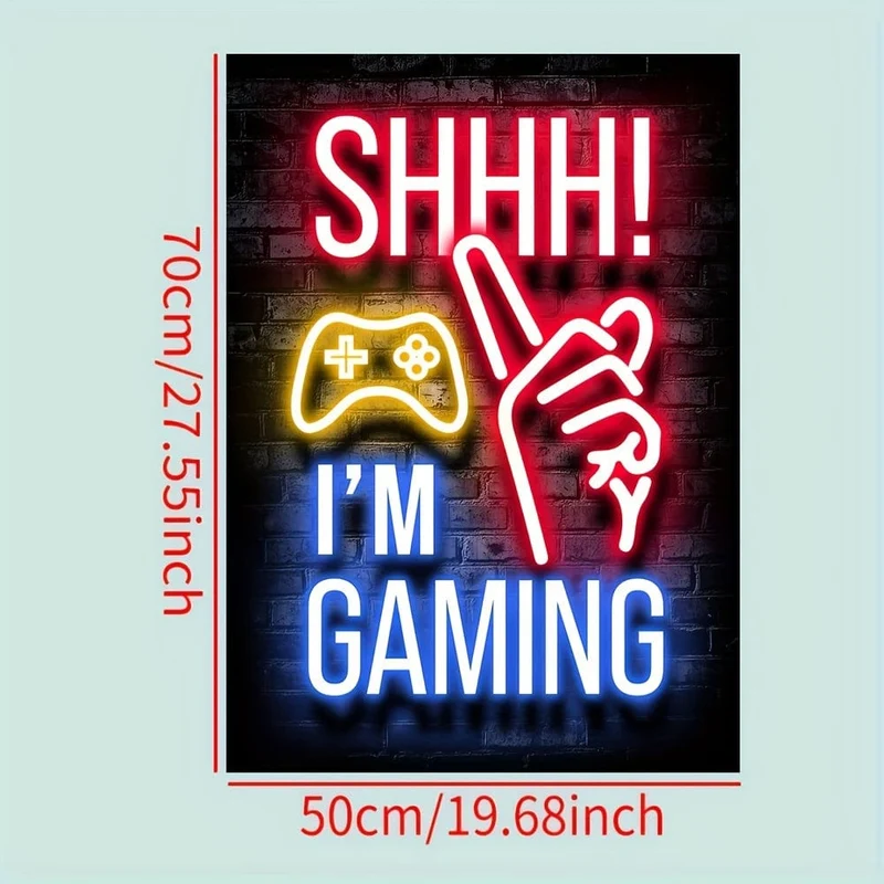 1 Neon-Spielposter – lebendiges Leinwandgemälde für E-Sportzimmer, Spielhalle und Jungenzimmer – perfekte Wanddekoration für Gamer