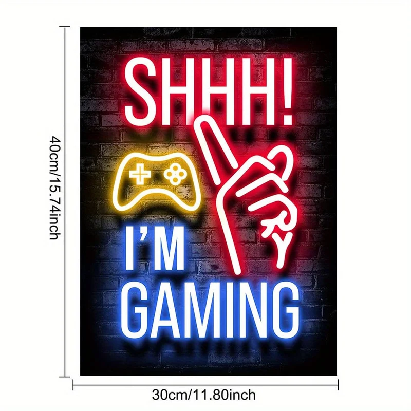 1 Neon-Spielposter – lebendiges Leinwandgemälde für E-Sportzimmer, Spielhalle und Jungenzimmer – perfekte Wanddekoration für Gamer