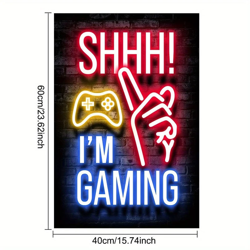 1 Neon-Spielposter – lebendiges Leinwandgemälde für E-Sportzimmer, Spielhalle und Jungenzimmer – perfekte Wanddekoration für Gamer