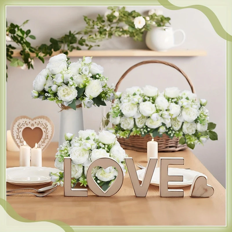 Hochwertiges künstliches Pfingstrosen-Blumenarrangement, 4 Stück, weiße Simulationsblumen für Zuhause, Schreibtisch, Hotel, Hochzeit, Tischdekoration, künstliche Kunststoffdekorationen für St. Patrick's Day und Ostern, ästhetische Raumdekoration