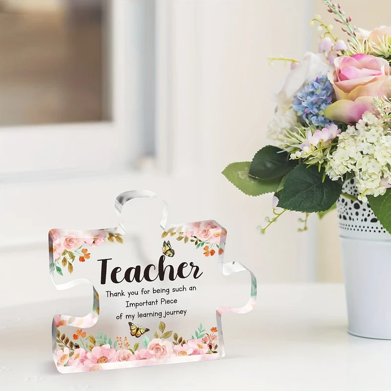1 Stück Acrylplakette, Geschenke für Lehrer – Acrylplakette in Puzzleform, Dankeschön-Geschenke für Lehrerinnen, personalisierte Geschenke für Lehrer, Geschenk für Lehrer zum Jahresende, Dankeschön-Geschenke für Lehrer, Dankeschön-Geschenke für Lehrer