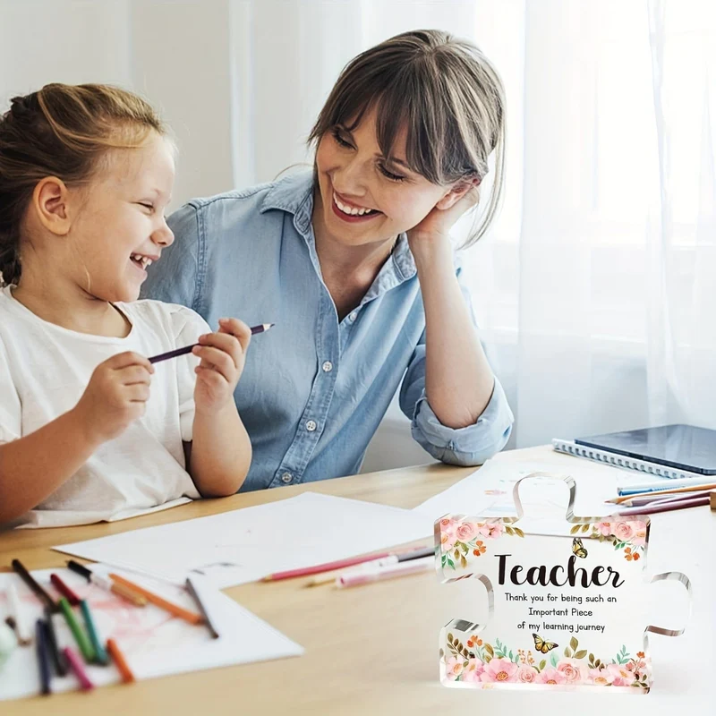 1 Stück Acrylplakette, Geschenke für Lehrer – Acrylplakette in Puzzleform, Dankeschön-Geschenke für Lehrerinnen, personalisierte Geschenke für Lehrer, Geschenk für Lehrer zum Jahresende, Dankeschön-Geschenke für Lehrer, Dankeschön-Geschenke für Lehrer