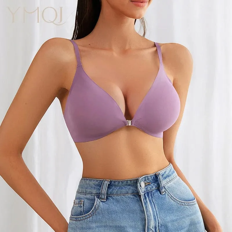 Heißer Verkauf Bh mit Front Öffnung Abnehmbare Wasser Tropfen Tasse Wireless Laser Cut Bh Brasier Para Mujer Frauen Nahtlose Bhs