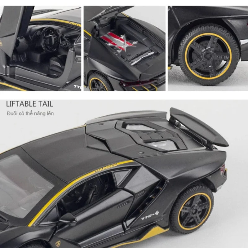 1/32 Autos Spielzeug Auto Maßstab Lambor LP770 Druckguss-Modellautos Legierung Autos Spielzeug Geschenk für Jungen Pull Back Licht Musik Kinderauto