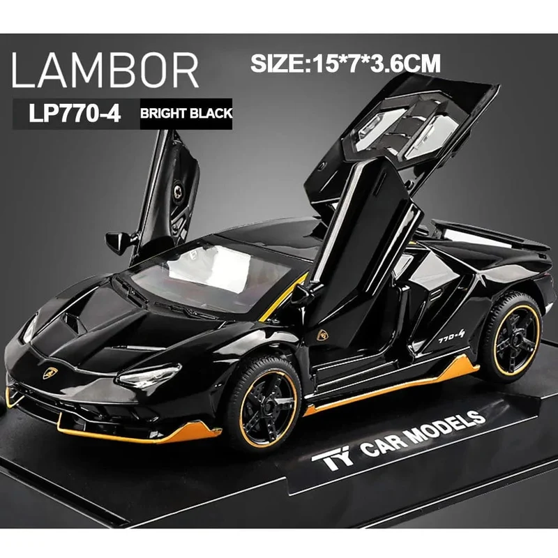 1/32 Autos Spielzeug Auto Maßstab Lambor LP770 Druckguss-Modellautos Legierung Autos Spielzeug Geschenk für Jungen Pull Back Licht Musik Kinderauto