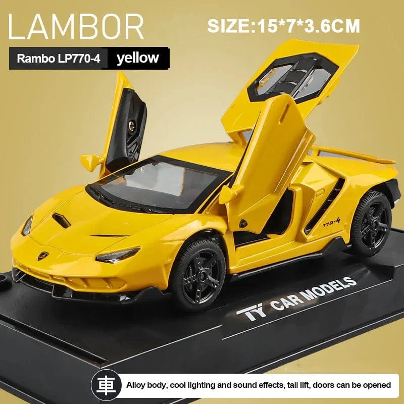 1/32 Autos Spielzeug Auto Maßstab Lambor LP770 Druckguss-Modellautos Legierung Autos Spielzeug Geschenk für Jungen Pull Back Licht Musik Kinderauto