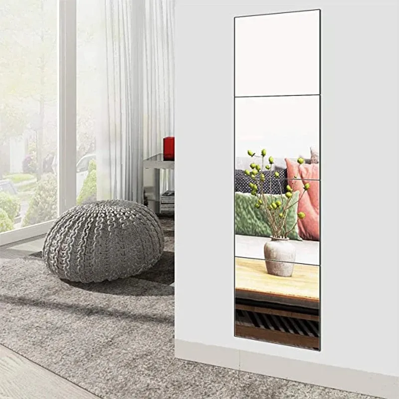4 Stück 3D selbstklebende Spiegelaufkleber flexibel verdicken DIY Kunst Spiegel Acryl Wanddekorationen für Tür Kleiderschrank Badezimmer Zuhause