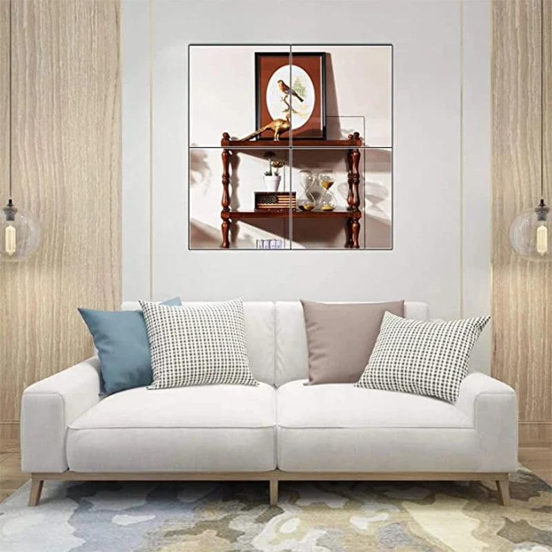 4 Stück 3D selbstklebende Spiegelaufkleber flexibel verdicken DIY Kunst Spiegel Acryl Wanddekorationen für Tür Kleiderschrank Badezimmer Zuhause