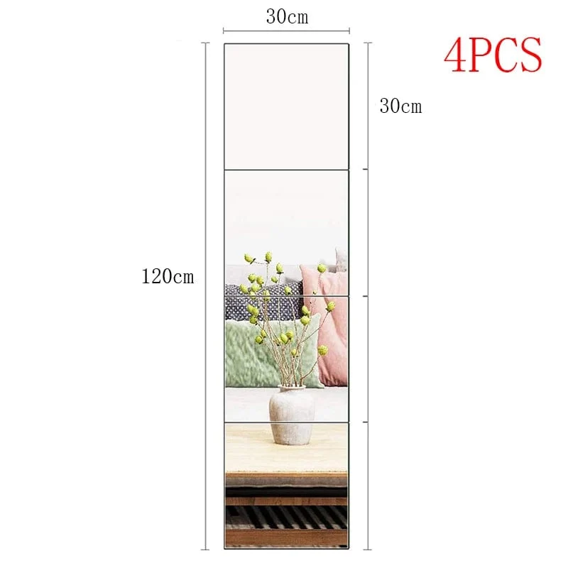 4 Stück 3D selbstklebende Spiegelaufkleber flexibel verdicken DIY Kunst Spiegel Acryl Wanddekorationen für Tür Kleiderschrank Badezimmer Zuhause