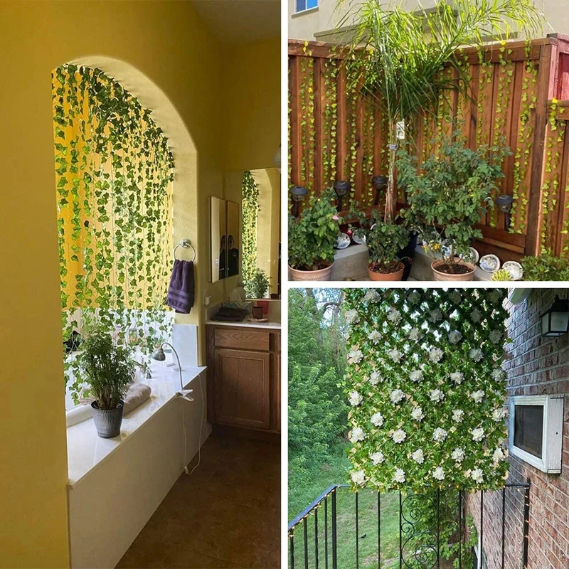 12PC Stränge Künstliche Lvy Leaf Vine Garland Gefälschte Laub Hängen Pflanzen