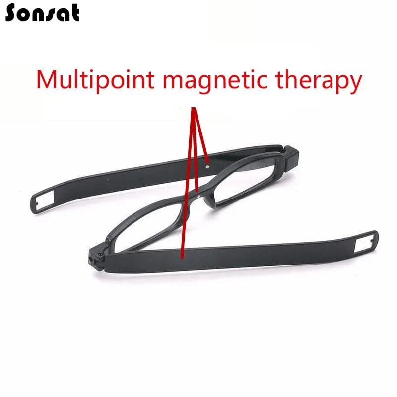 360 Rotationsmagnet Tragbare faltbare Magnetfeldtherapie aktivierte Presbyopie-Brille HD-Harz-Männer und Frauen, die Plastikbrillen lesen