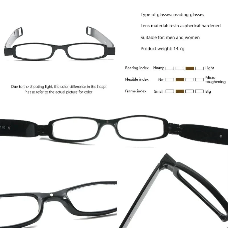 360 Rotationsmagnet Tragbare faltbare Magnetfeldtherapie aktivierte Presbyopie-Brille HD-Harz-Männer und Frauen, die Plastikbrillen lesen