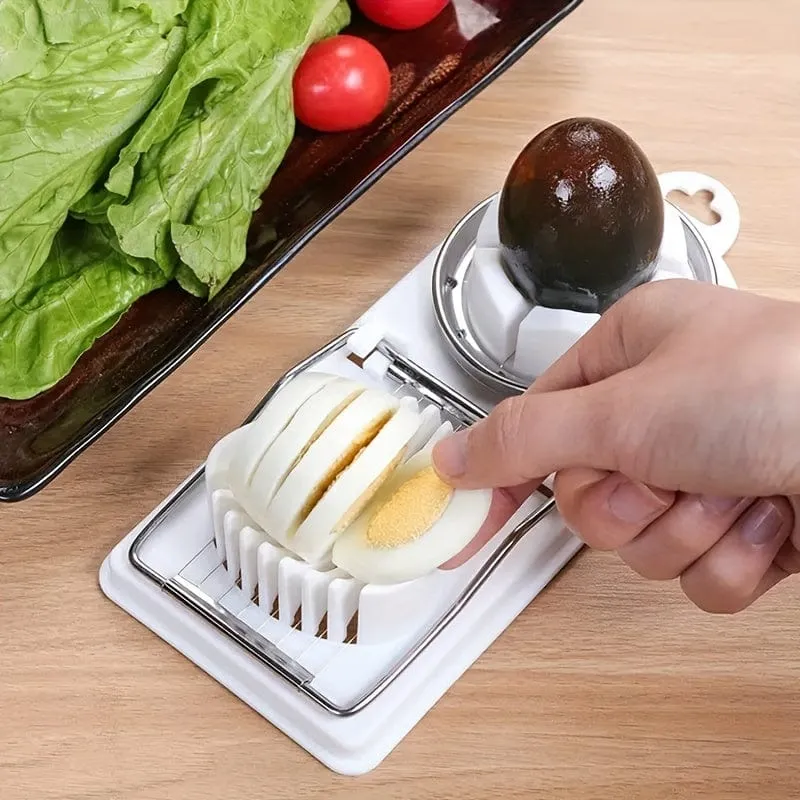 1 Stück, Eierschneider, 2-in-1-Eierschneider aus Edelstahl für hartgekochte Eier, Eierschneider, Hochleistungsschneider, Küchenhelfer, Küchenzubehör, Küchenzubehör, Haushaltsküchenartikel