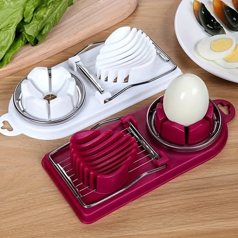 1 Stück, Eierschneider, 2-in-1-Eierschneider aus Edelstahl für hartgekochte Eier, Eierschneider, Hochleistungsschneider, Küchenhelfer, Küchenzubehör, Küchenzubehör, Haushaltsküchenartikel