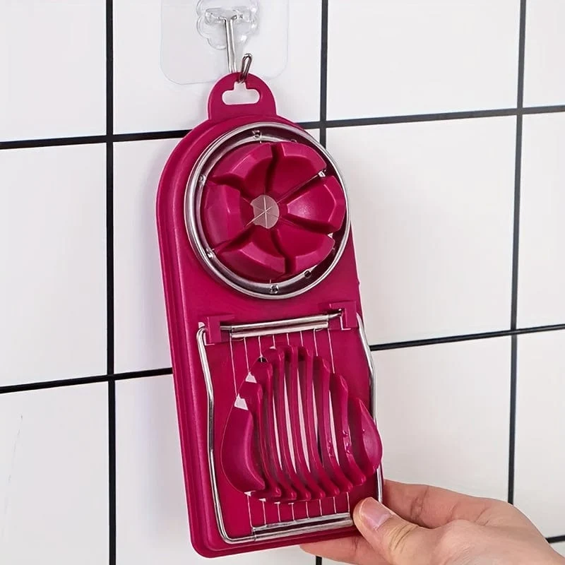 1 Stück, Eierschneider, 2-in-1-Eierschneider aus Edelstahl für hartgekochte Eier, Eierschneider, Hochleistungsschneider, Küchenhelfer, Küchenzubehör, Küchenzubehör, Haushaltsküchenartikel