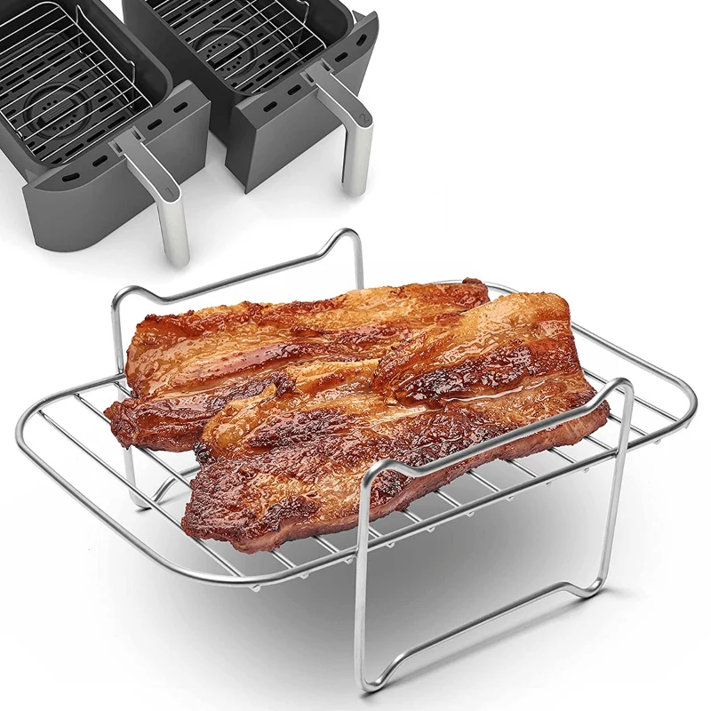 1 Stück/1 Set, Grillrost für Heißluftfritteusen, 20 cm x 13 cm, Backblech aus Edelstahl, Brat- und Grillrost, Zubehör für Heißluftfritteusen, Küchenwerkzeug