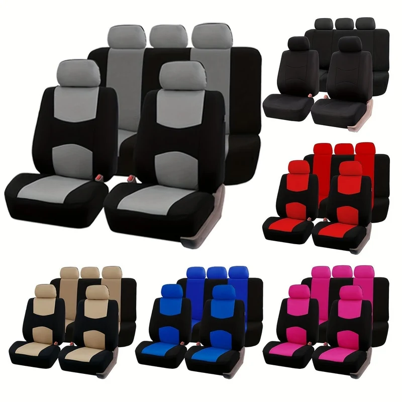 Werten Sie den Innenraum Ihres Autos mit einem universell passenden 5-Sitzer-Autositzbezug-Set aus Polyester auf