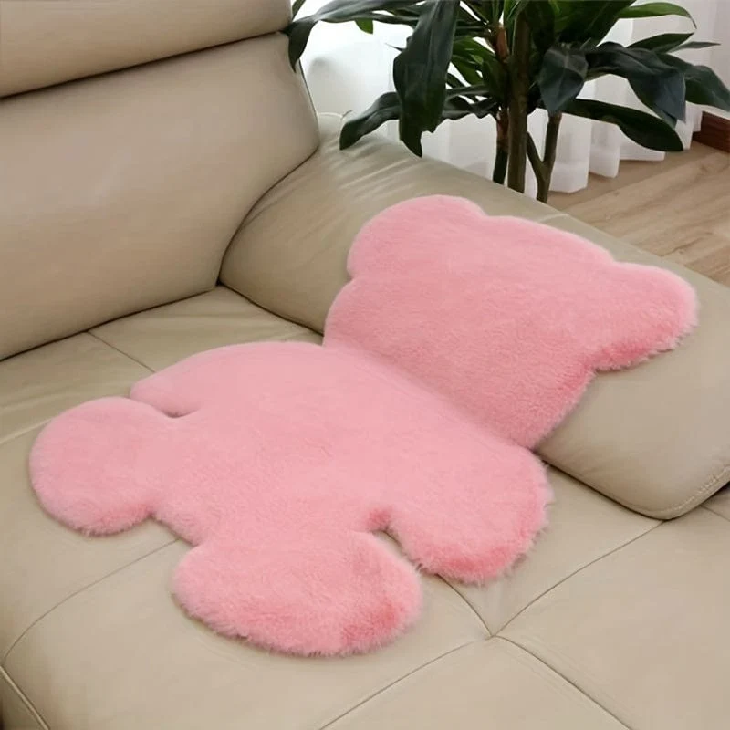1 Stück rosa Bärenteppich, bärenförmiger Teppich, Teddybär-Teppich für Schlafzimmer, süßer, weicher, flauschiger Teppich, flauschiger, zotteliger Teppich für Kinder, Teenager, Mädchen, Zimmer, Boden, Sofa, Wohnzimmer