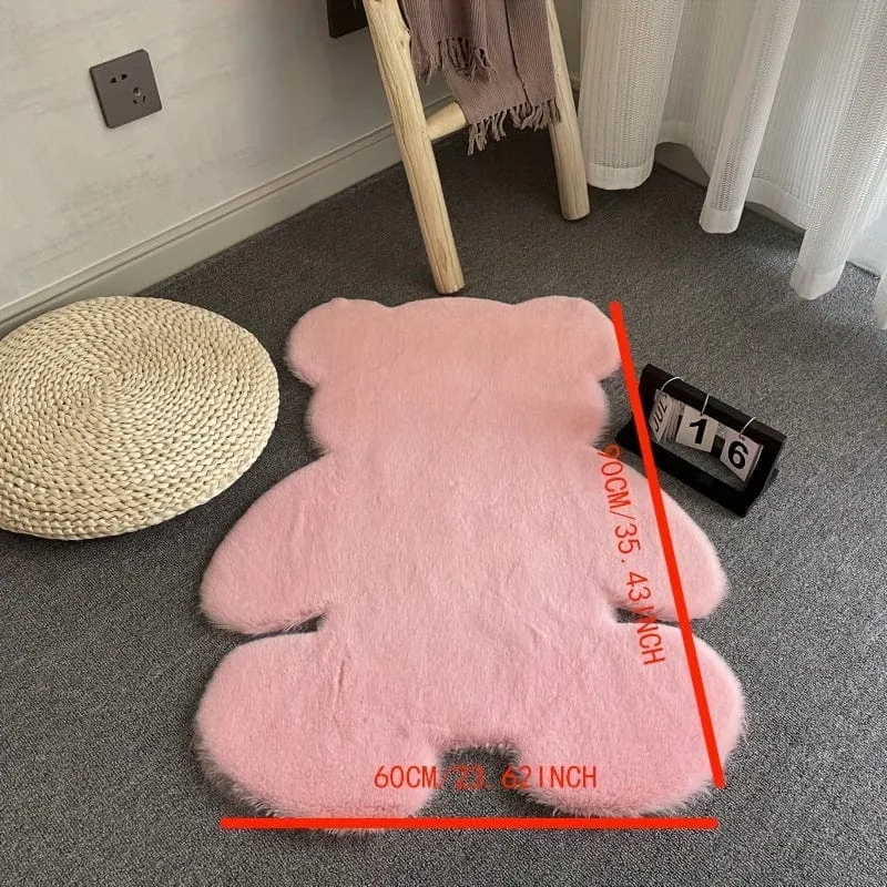 1 Stück rosa Bärenteppich, bärenförmiger Teppich, Teddybär-Teppich für Schlafzimmer, süßer, weicher, flauschiger Teppich, flauschiger, zotteliger Teppich für Kinder, Teenager, Mädchen, Zimmer, Boden, Sofa, Wohnzimmer