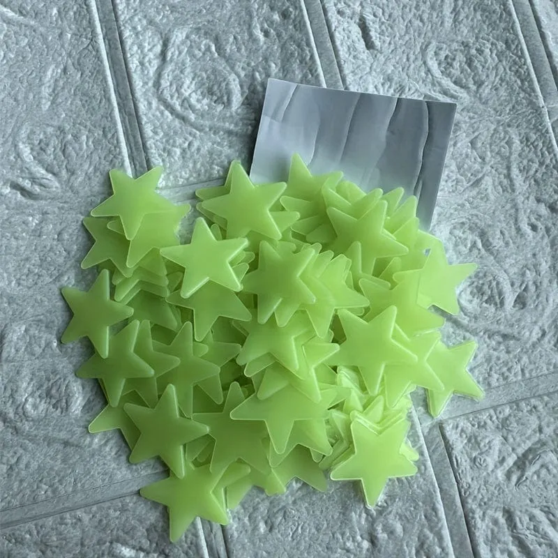 100 Stück glänzend glitzernde, leuchtende Stern-Wandaufkleber für Schlafzimmer, Wohnzimmer und Kinder – selbstklebende Raumdekoration für Teenager-Mädchen