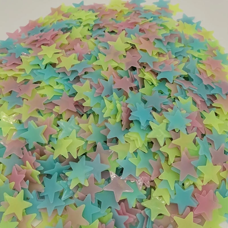 100 Stück glänzend glitzernde, leuchtende Stern-Wandaufkleber für Schlafzimmer, Wohnzimmer und Kinder – selbstklebende Raumdekoration für Teenager-Mädchen