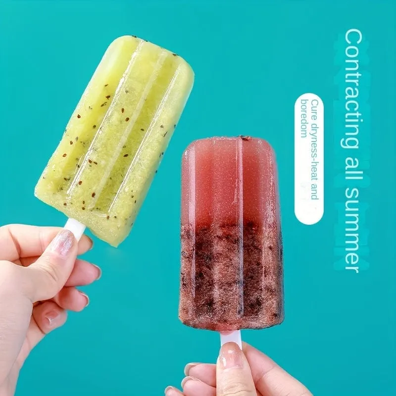 1 Stück, Eisform für am Stiel, 4 Mulden, Eisform für zu Hause, DIY, selbstgemachte Eisform für am Stiel, kreative Eisform für Kinder, Eisbox für am Stiel, Küchenhelfer für den Sommer, Küchenutensilien, Küchenzubehör, Küchenartikel für zu Hause