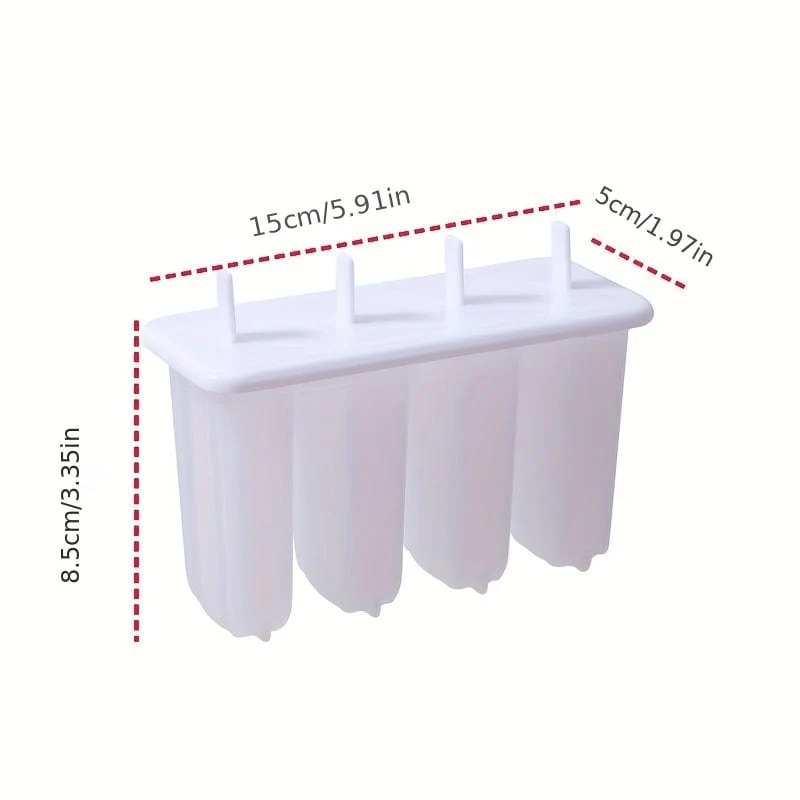 1 Stück, Eisform für am Stiel, 4 Mulden, Eisform für zu Hause, DIY, selbstgemachte Eisform für am Stiel, kreative Eisform für Kinder, Eisbox für am Stiel, Küchenhelfer für den Sommer, Küchenutensilien, Küchenzubehör, Küchenartikel für zu Hause