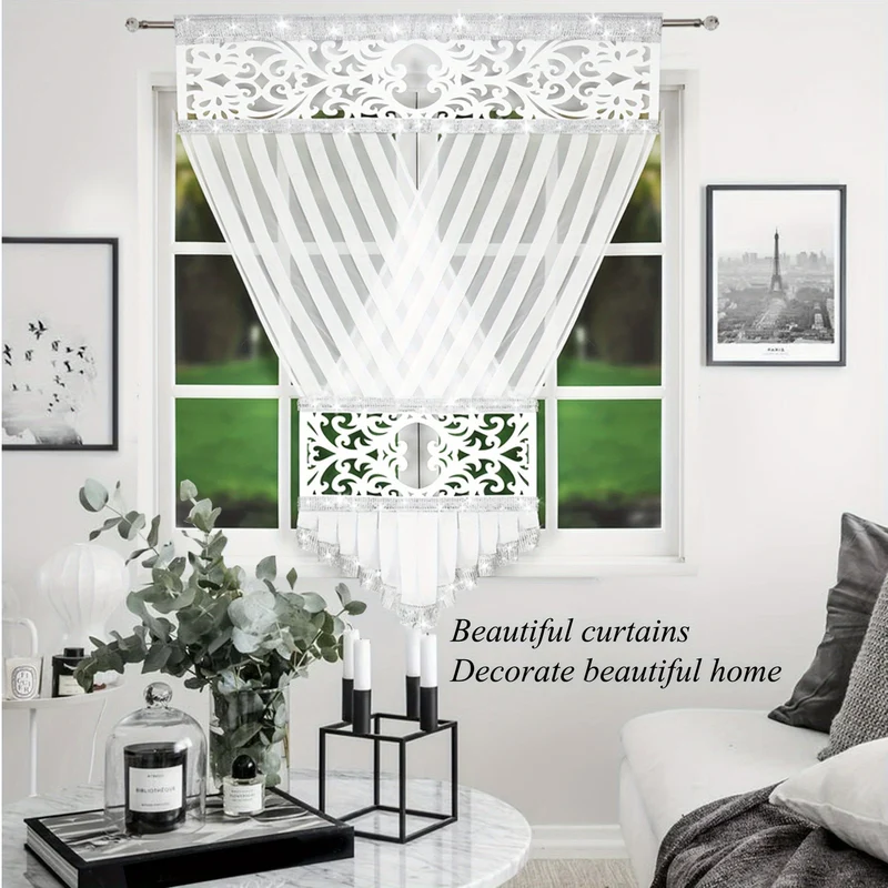 1 Stück Boho Design Vorhang, dekorative Vorhangplatte, Stangentaschenvorhang, für Wohnzimmer Schlafzimmer Wohndekoration