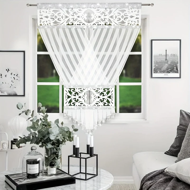1 Stück Boho Design Vorhang, dekorative Vorhangplatte, Stangentaschenvorhang, für Wohnzimmer Schlafzimmer Wohndekoration