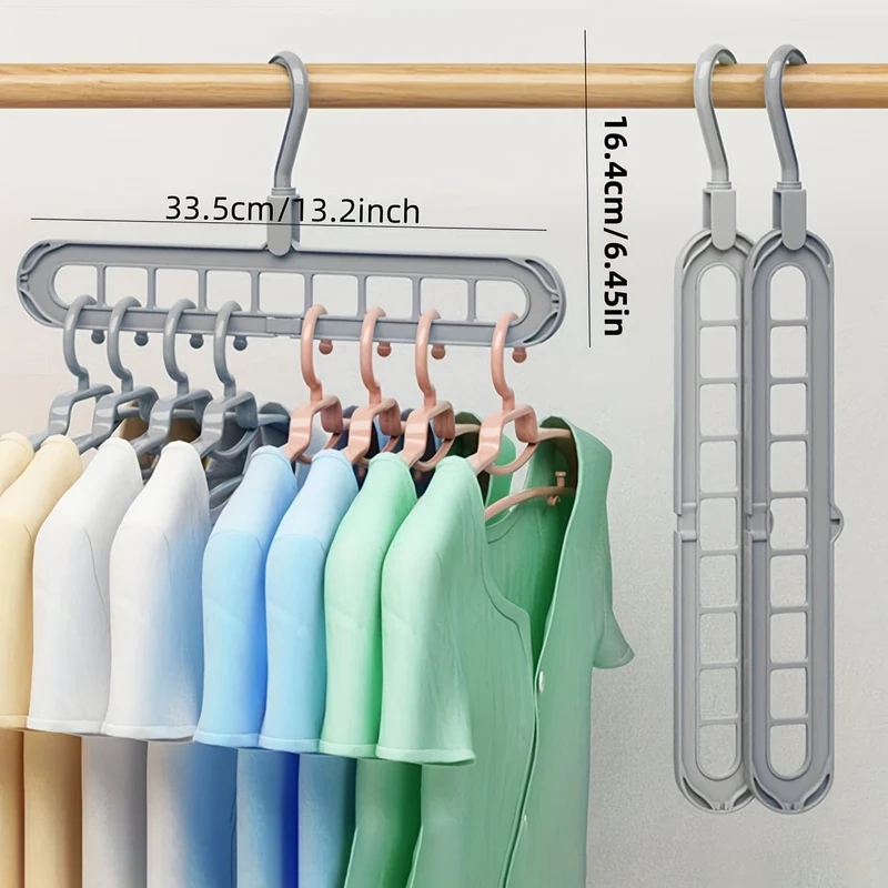 3 Stück hängende 9-Loch-Kleiderbügel, faltbarer, robuster Wäscheständer, platzsparender Haushalts-Organizer für Schlafzimmer, Schrank, Kleiderschrank, Zuhause, Wohnheim