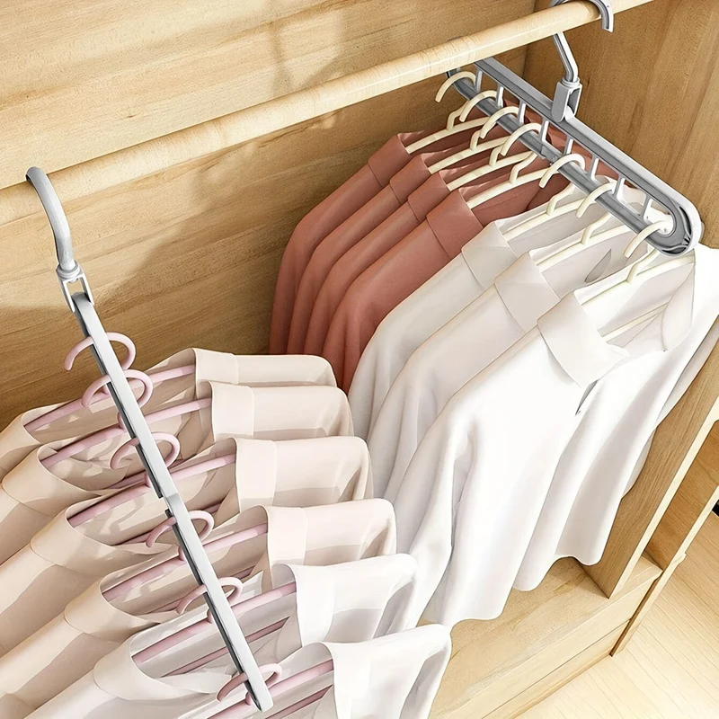 3 Stück hängende 9-Loch-Kleiderbügel, faltbarer, robuster Wäscheständer, platzsparender Haushalts-Organizer für Schlafzimmer, Schrank, Kleiderschrank, Zuhause, Wohnheim