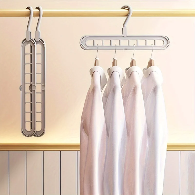 3 Stück hängende 9-Loch-Kleiderbügel, faltbarer, robuster Wäscheständer, platzsparender Haushalts-Organizer für Schlafzimmer, Schrank, Kleiderschrank, Zuhause, Wohnheim